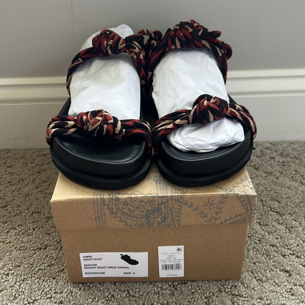Free People Resort-Ready Wrap Sandals in Berry Bohemian Artisanal Women’s 9 NWT - Picture 8 of 13